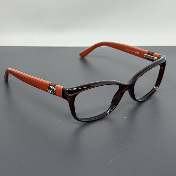 Gucci Eyeglasses GG 3683 4UH Crystal Brown/Rust Orange Square Italy 53[]16 135 - Picture 1 of 7